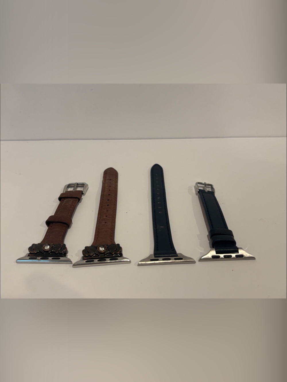 Lot of 2 Slim Genuine Leather Bands for Apple Watch
